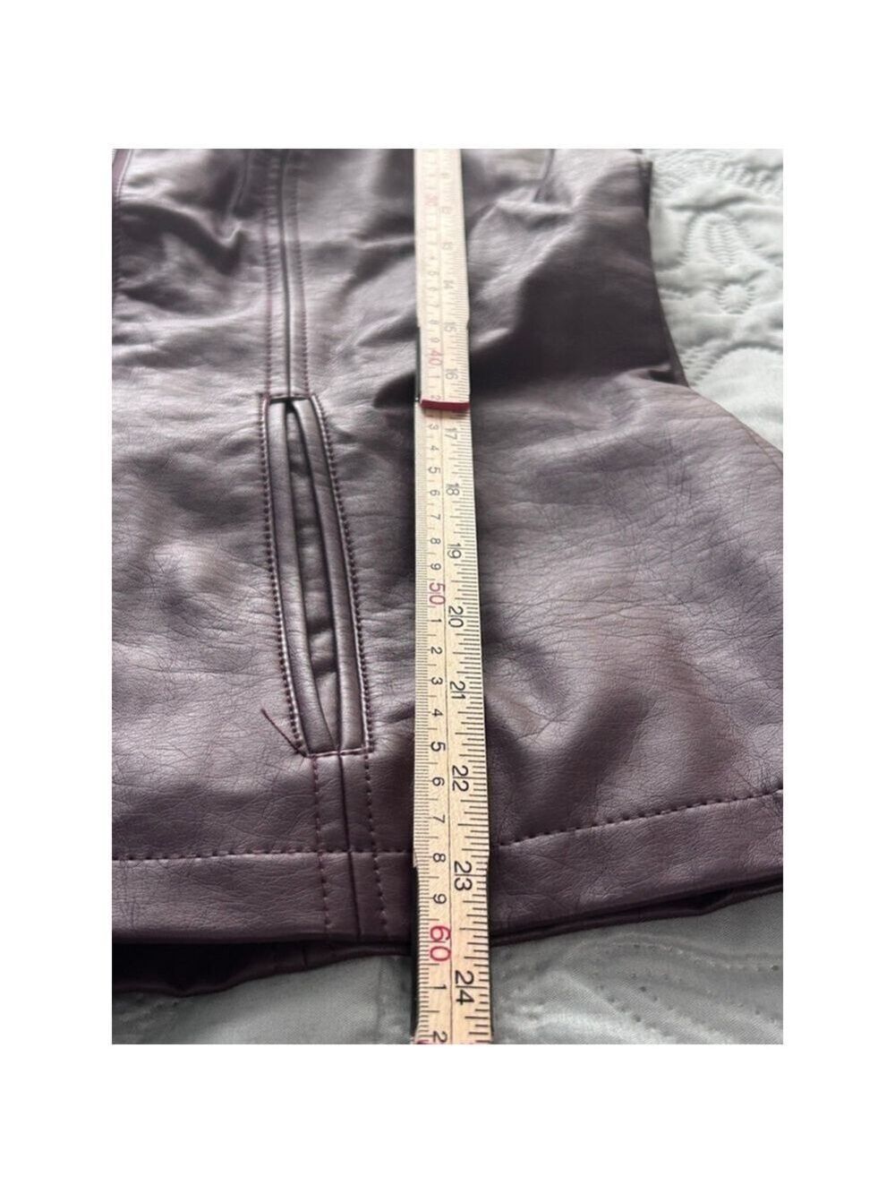 Dennis Basso Merlot Faux Leather Moto Vest Faux Fur Collar S - Picture 14 of 14